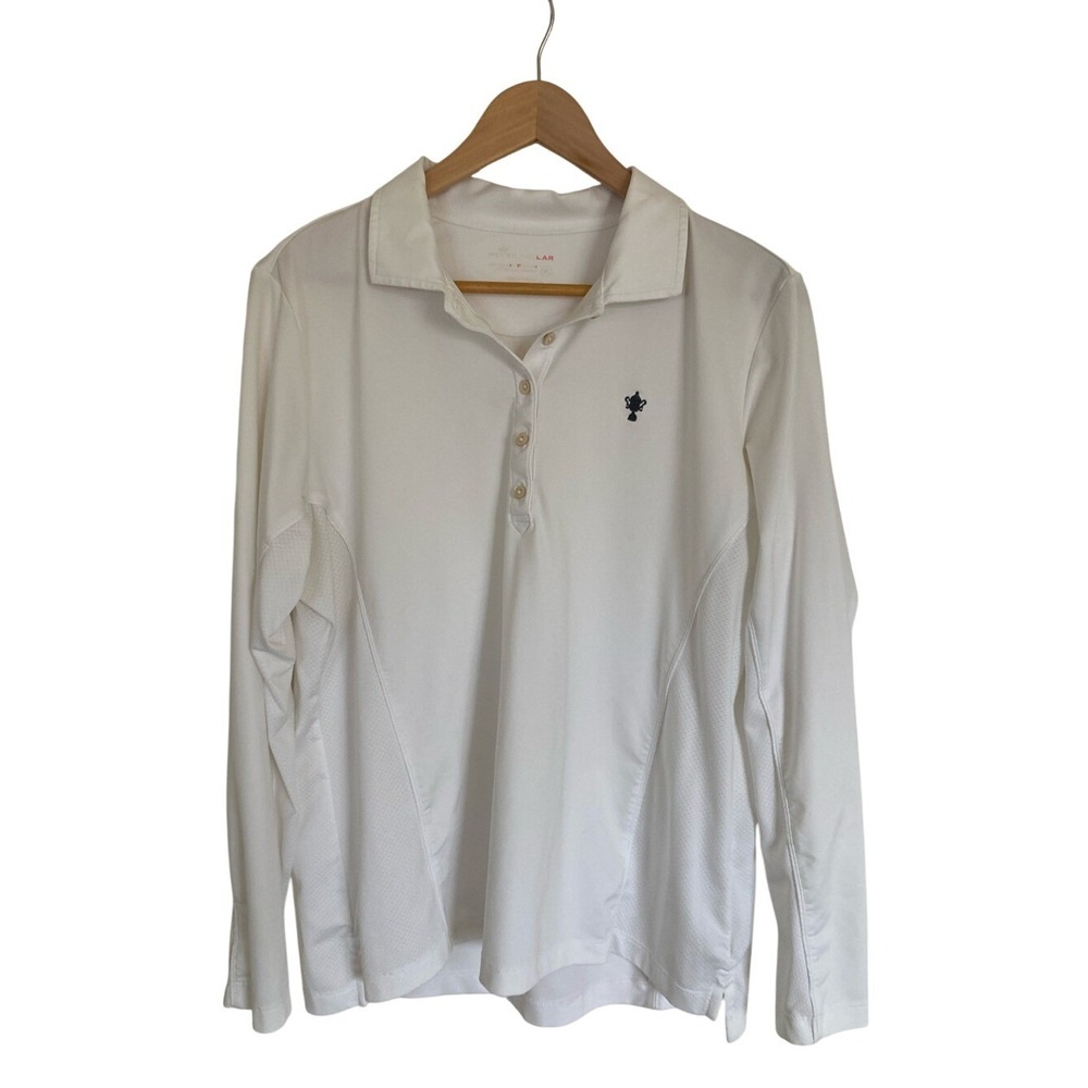 Peter Milar Womens White Long Sleeve Polo Shirt Size‎ XL UPF Sun Protection